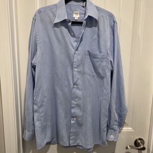Bill Robinson men’s blue button up shirt hundred percent cotton long sleeves 16